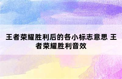 王者荣耀胜利后的各小标志意思 王者荣耀胜利音效